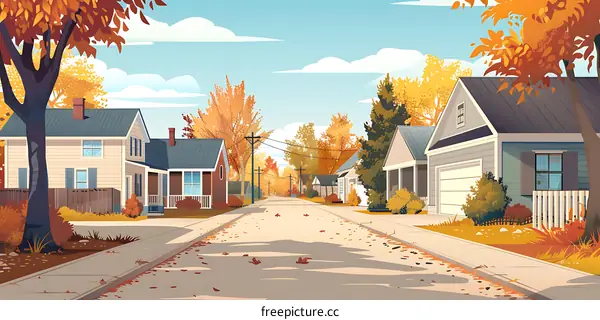 Autumn Street Scene Illustration