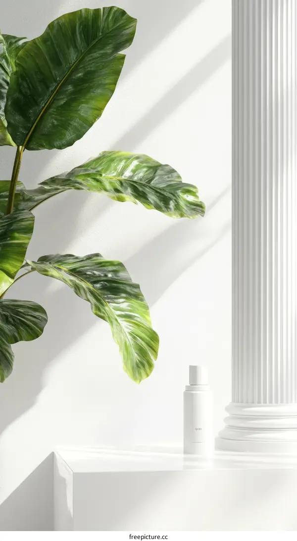 Modern Minimalist Plant Display with Cosmetic Product