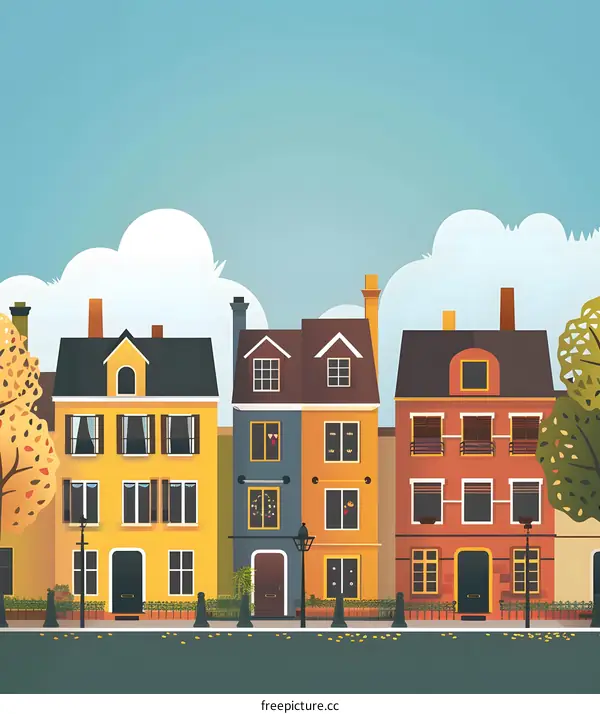 Colorful Houses on a Sunny Day