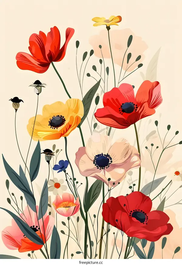 Colorful Floral Bouquet Illustration