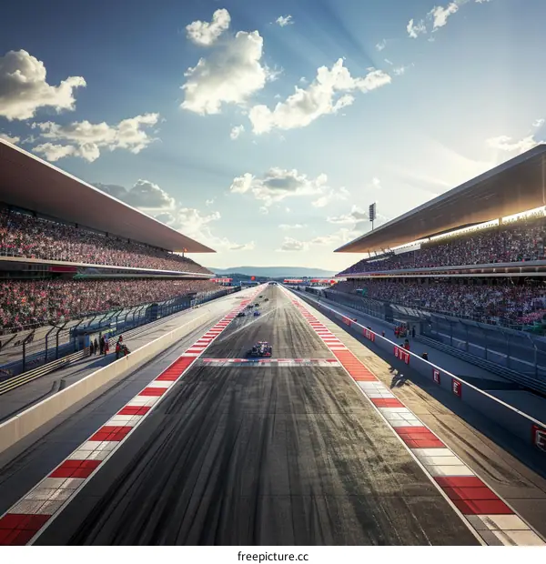 Formula One cars racing on a track