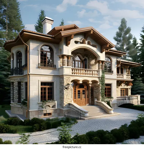 Stone Exterior of a Two Story Luxury House