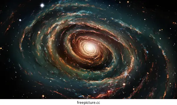 Spiral galaxy with bright center and long stretched out arms