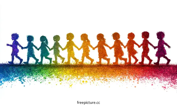 Children Hand in Hand Unity Illustration