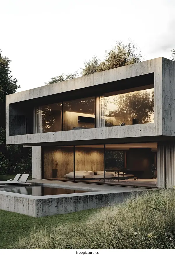 Modern Architecture with Concrete and Glass Design