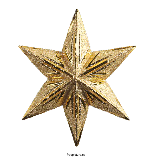 [Transparent Background PNG]Golden Glitter Star Ornament for Christmas Decoration