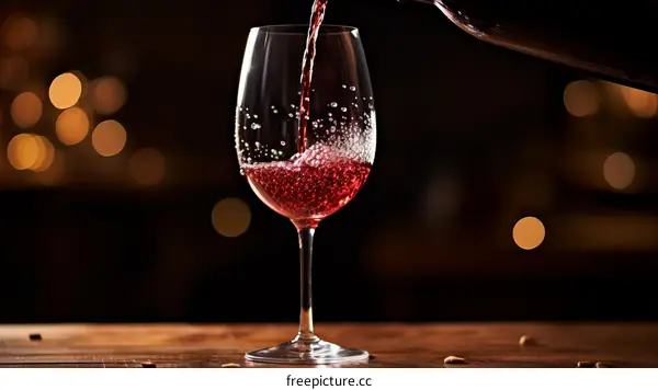 Close-up of red wine being poured into a glass