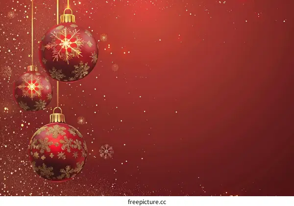 Red background with Christmas decorations