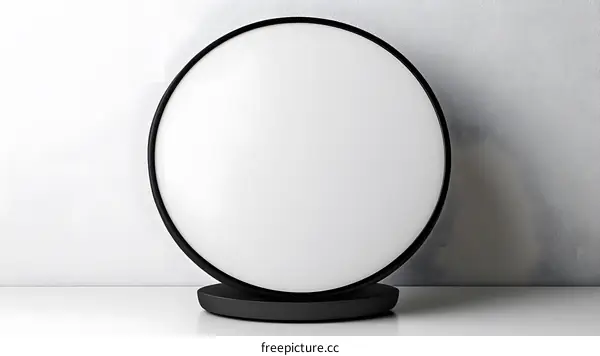 Round Black Frame Lamp on White Table
