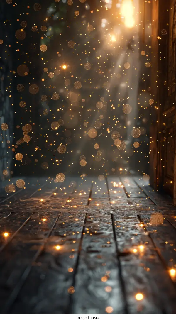Golden Sparkling Wooden Floor Background