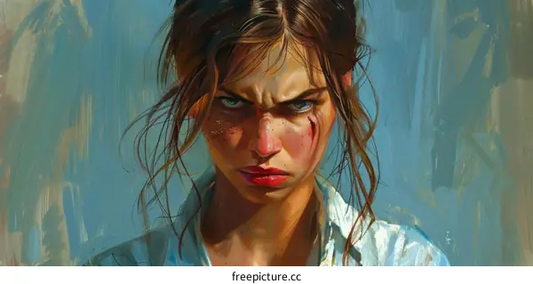 portrait of a young woman with brown hair and blue eyes