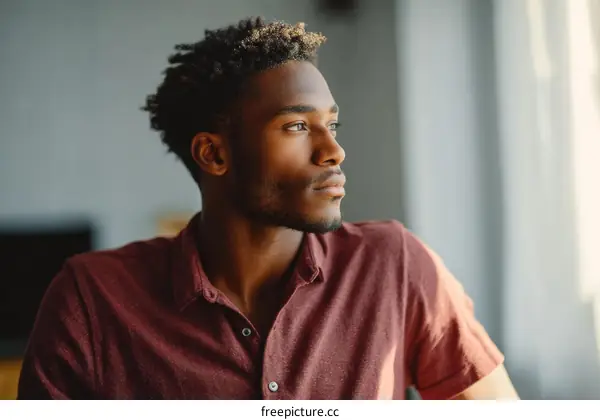 Thoughtful Man Looking Away from the Camera