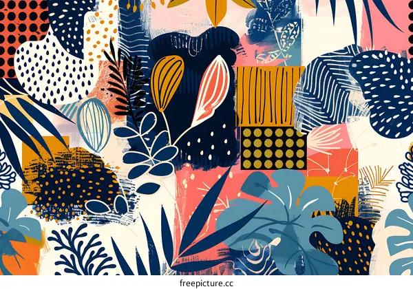 Abstract Tropical Floral Pattern Illustration