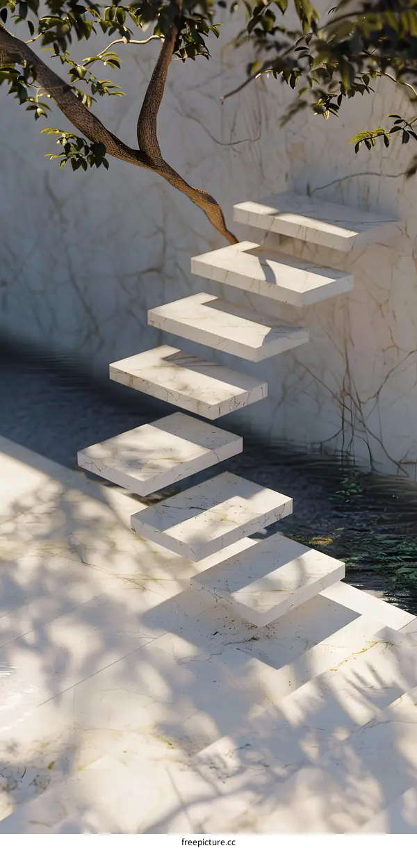 Floating Marble Steps Minimalist Design