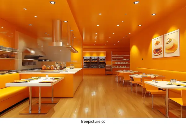 Modern Orange Restaurant Interior Design