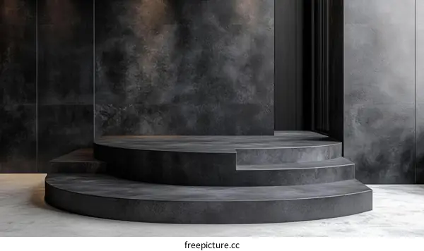 Modern Dark Gray Stone Steps Platform Interior