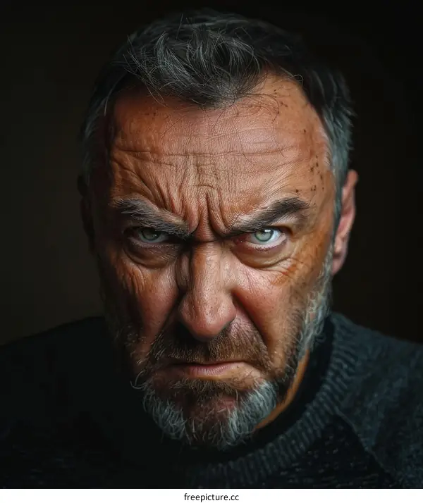 Close-up Portrait of an Angry Man