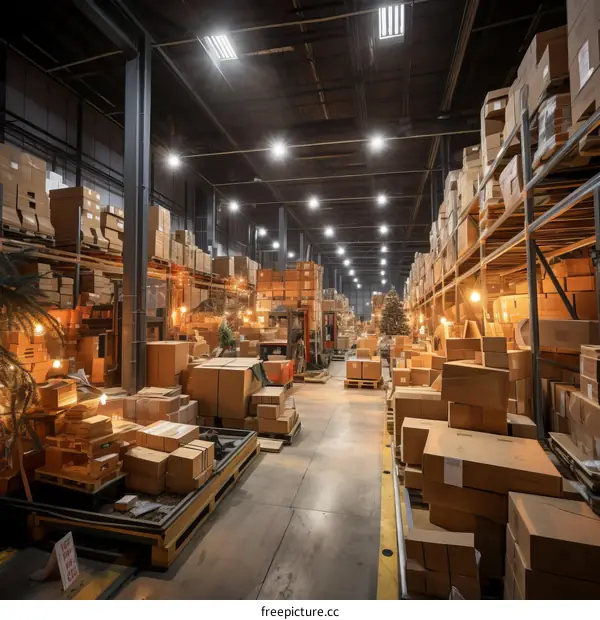 Boxes and packages in a warehouse