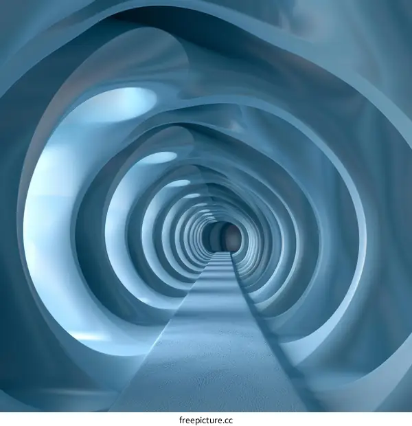 Blue and Gray Futuristic Tunnel