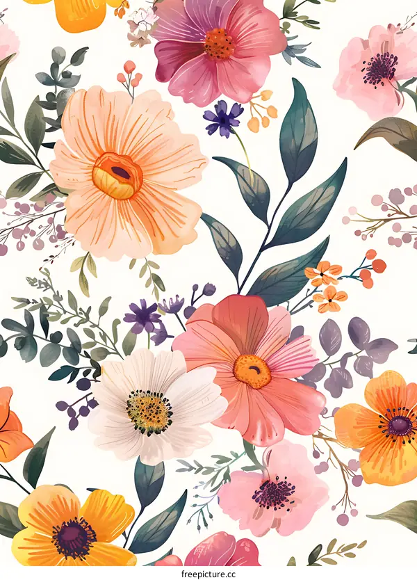 Floral Watercolor Seamless Pattern