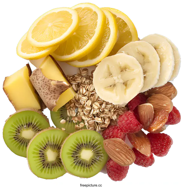 [Transparent Background PNG]Fresh Fruit and Oatmeal Breakfast Bowl