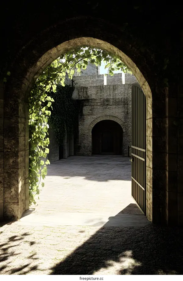 Stone Archway Entrance to Castle Courtyard