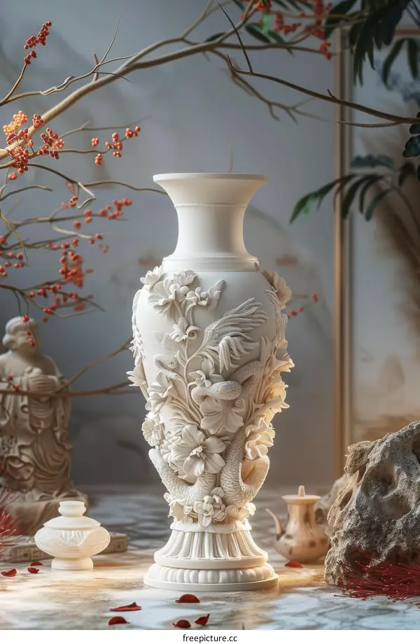 Exquisite Carved Porcelain Vase