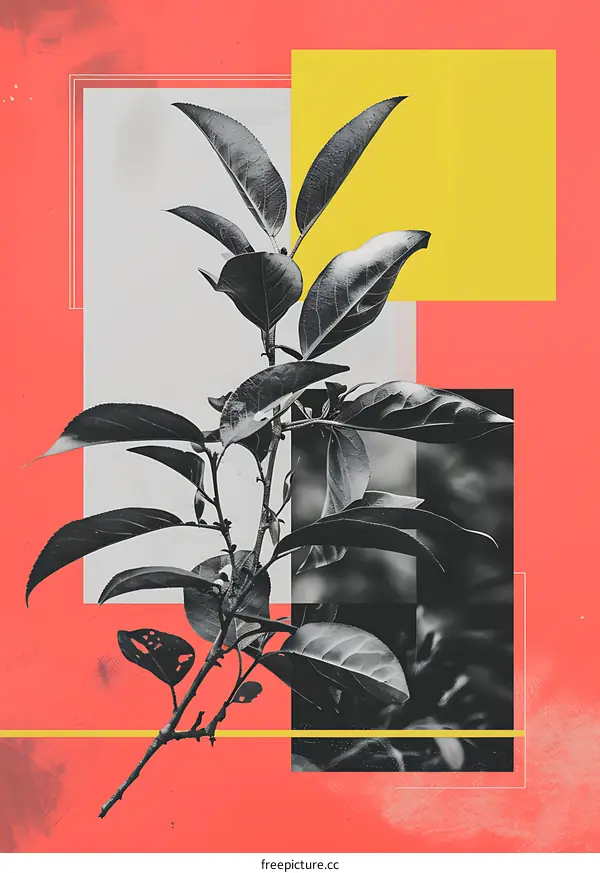 Abstract Collage with Leaves and Colors