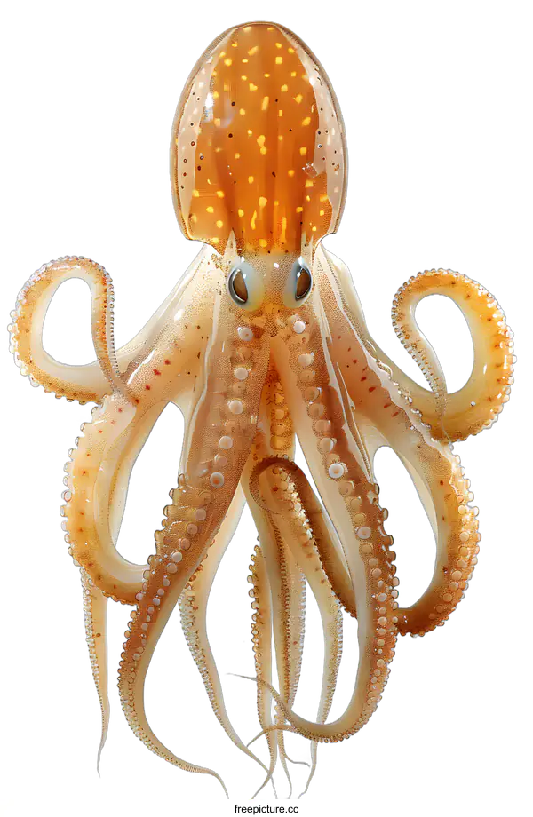[Transparent Background PNG]Close-up of a small octopus with a transparent body