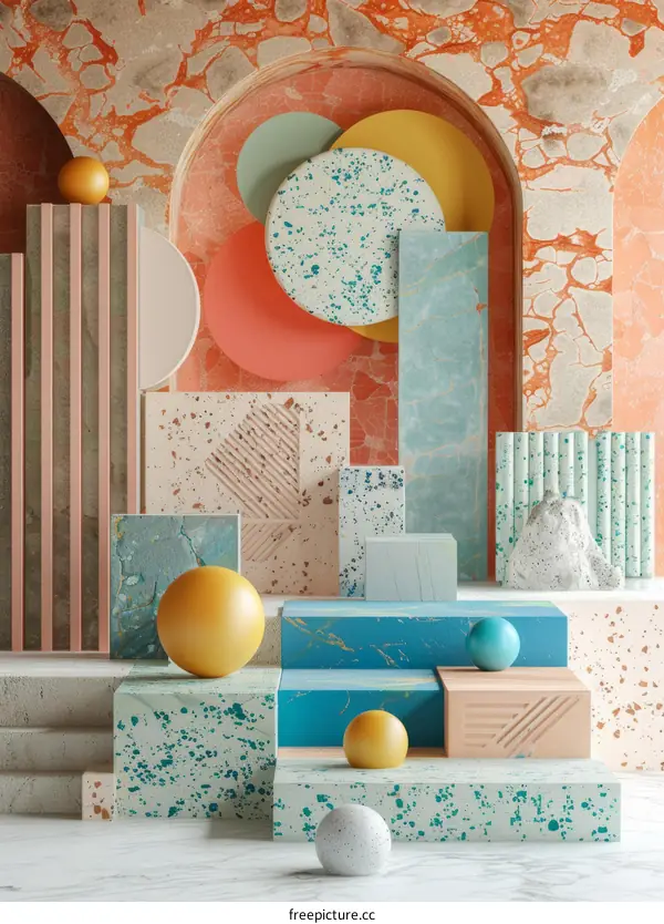 Geometric Pastel Shapes in Minimalist Display