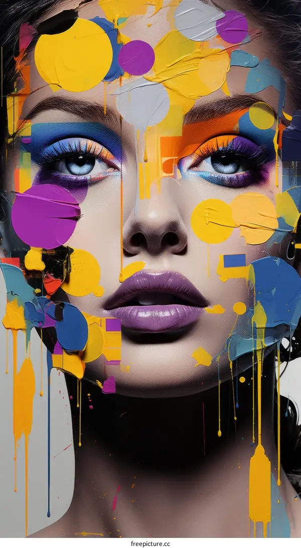 Colorful face painting of a woman