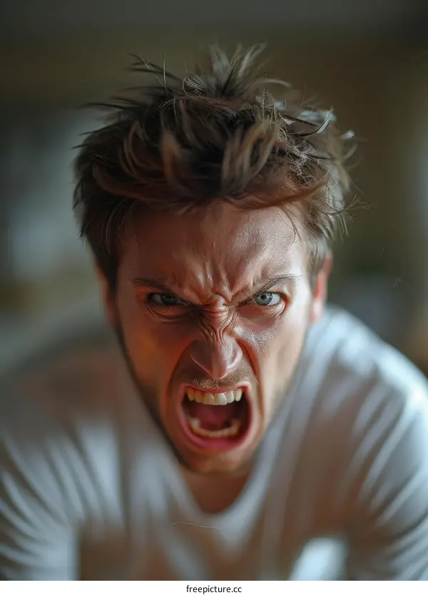 Close-up Angry Man Face Expression