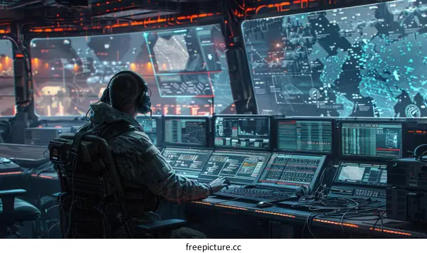 Futuristic Soldier Command Center