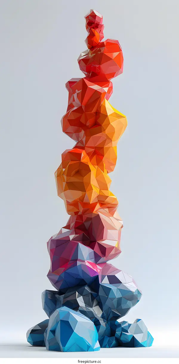 Colorful polygonal rocks stacked up high