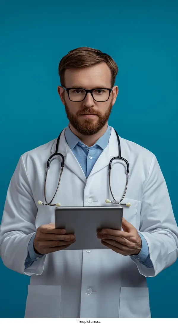 Focused Doctor Using Digital Tablet