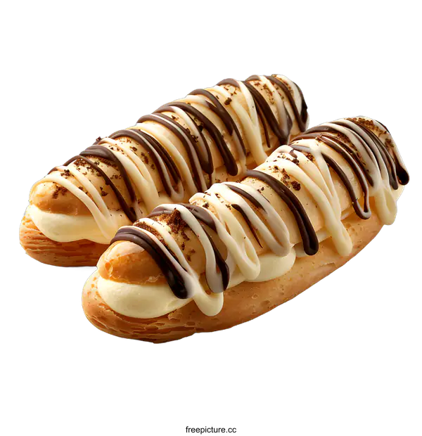 [Transparent Background PNG]Two Delicious Eclairs on White Background