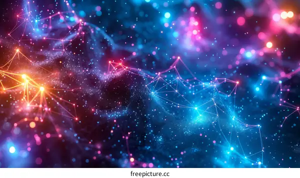 Digital Art of a Space Nebula with Glowing Particles