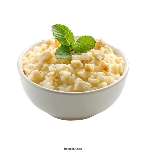 [Transparent Background PNG]Rice pudding with nuts in a bowl
