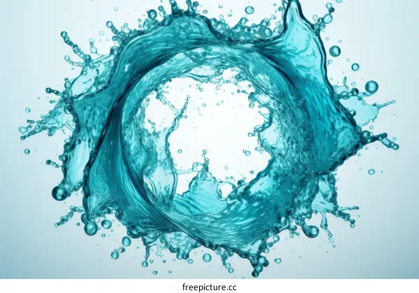 Blue water splash with a vortex in the center