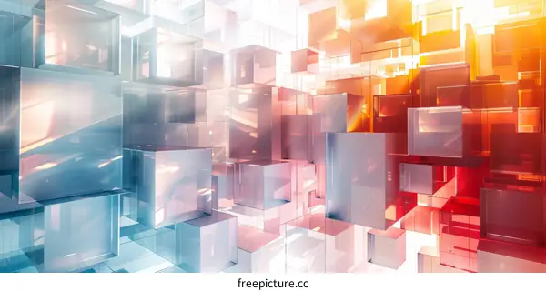 Abstract 3D Rendering Glass Cube Structure