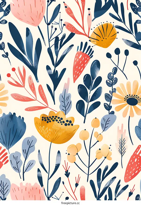 Colorful Floral Pattern Seamless Design Illustration