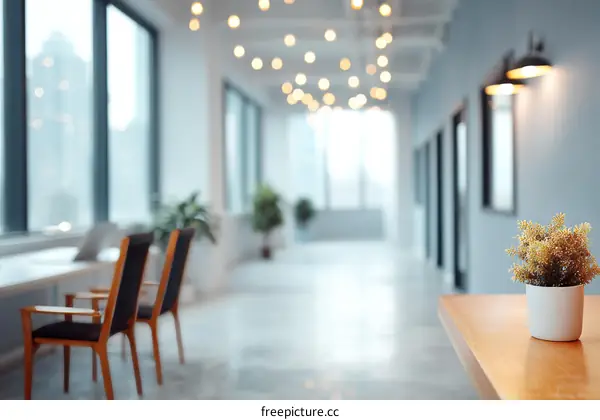 Modern Office Corridor with Natural Light