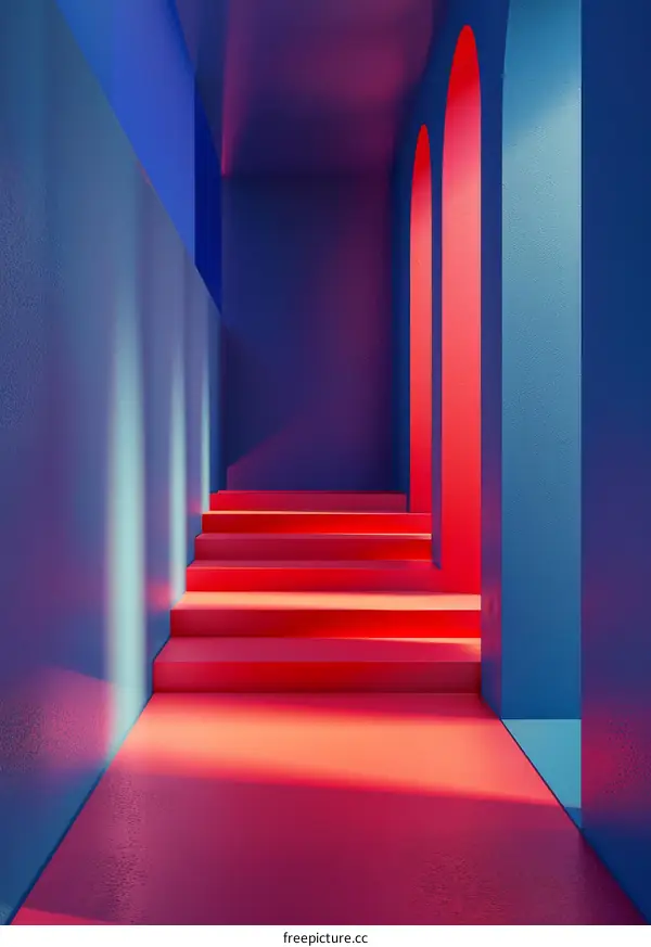 Minimalist Geometric Shapes Background in Blue and Pink