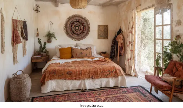 Bohemian Bedroom with Rustic Charm