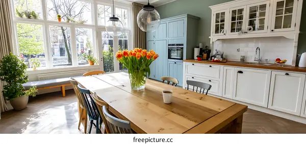 Sunlight Filled Home Dining Kitchen Interior Design