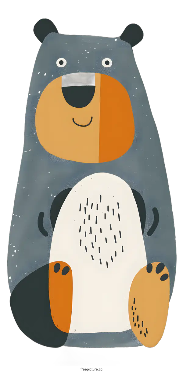 [Transparent Background PNG]Cute Cartoon Bear Illustration With  Simple Abstract Shapes