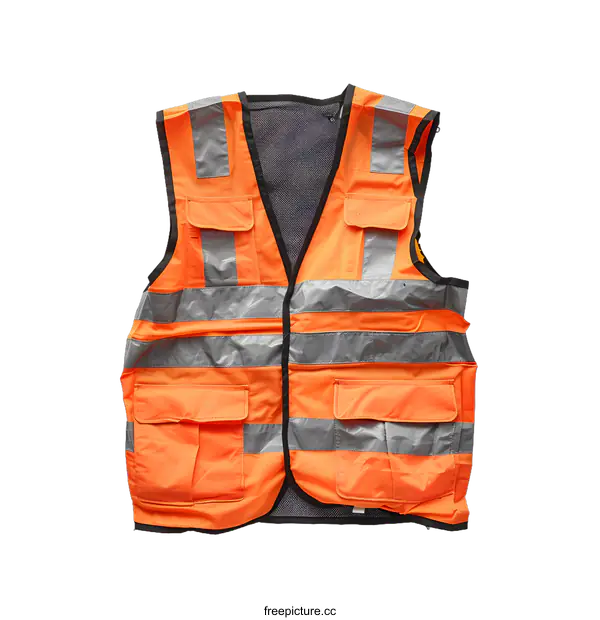 [Transparent Background PNG]Orange Safety Vest with Reflective Strips