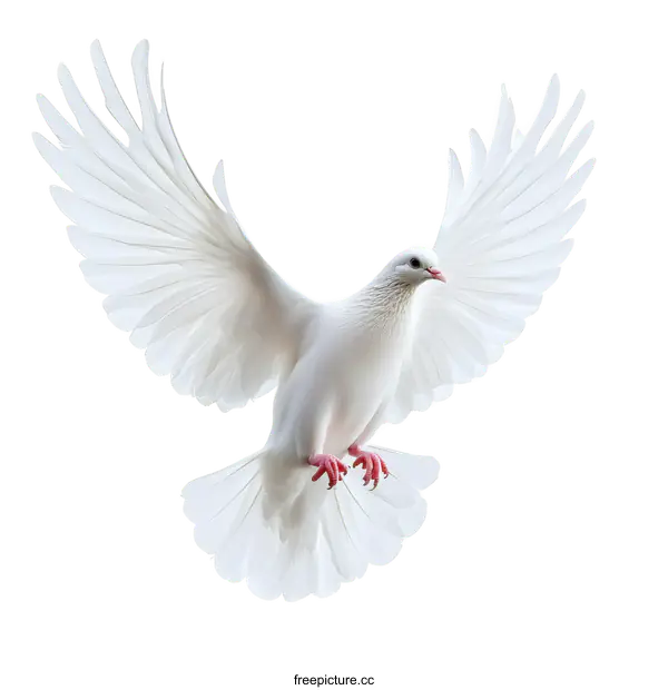 [Transparent Background PNG]White Dove in Flight Against a White Background