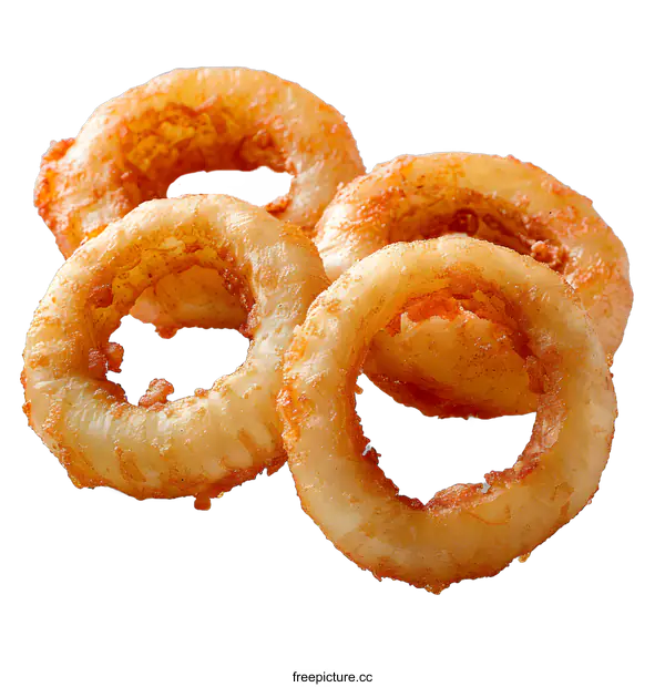 [Transparent Background PNG]Crispy Fried Onion Rings on White Background