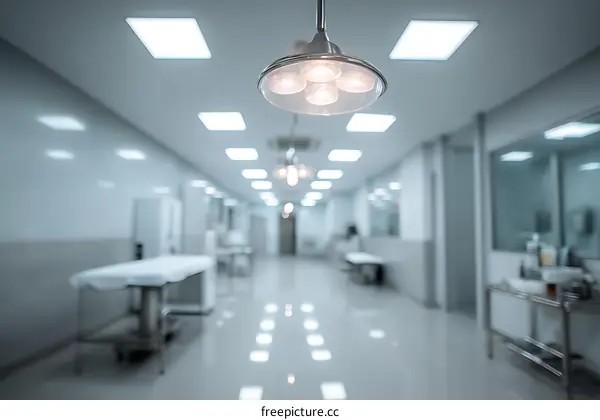 Modern Medical Corridor with Surgical Lighting